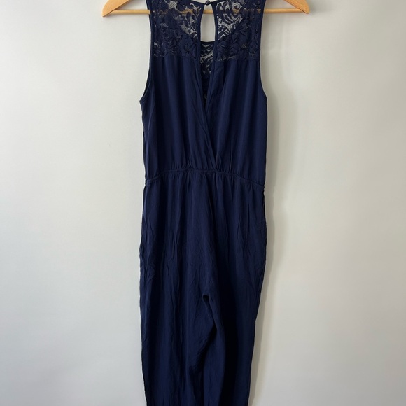 Elegant Navy Blue Lace Jumpsuit - Picture 3 of 4